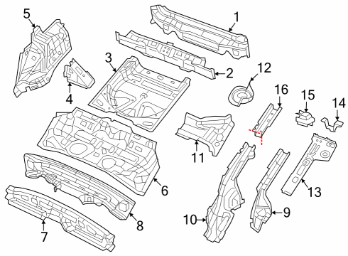 2022 Jeep Cherokee Rear Floor & Rails Pan-Center Floor Diagram for 68111364AF