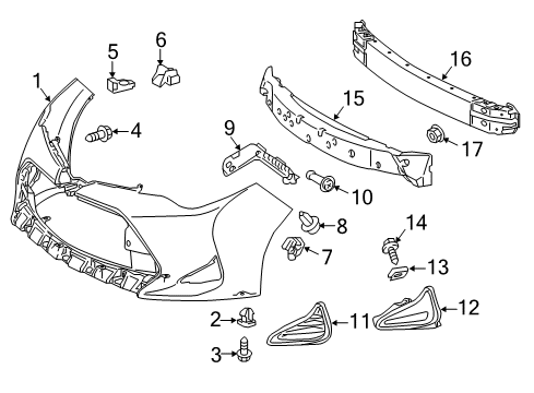 2019 Toyota Corolla Front Bumper Upper Grille Lower Retainer Diagram for 5252602030