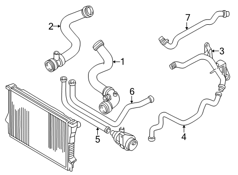 2002 BMW 530i Hoses, Lines & Pipes Engine Coolant Hose Diagram for 11531438632