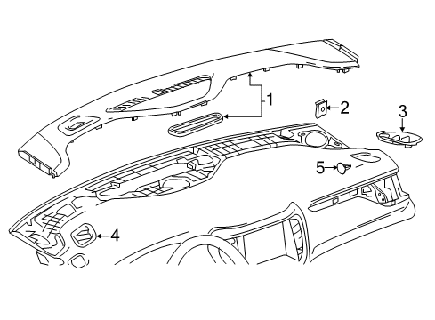 2020 GMC Acadia Cluster & Switches, Instrument Panel Defroster Grille Diagram for 23234118