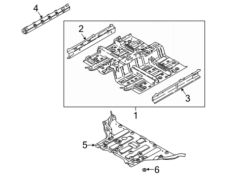 2020 Hyundai Kona Electric Pillars, Rocker & Floor - Floor & Rails Panel Assembly-Floor, Ctr Diagram for 65100K4000