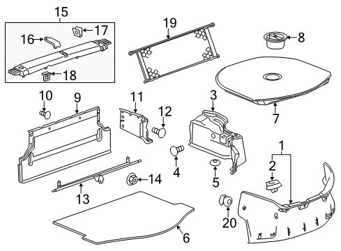 2013 Chevrolet Camaro Interior Trim - Rear Body Cargo Net Nut Diagram for 11561145