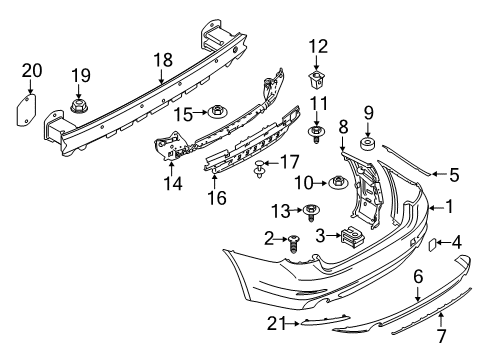 2019 BMW 640i xDrive Gran Turismo Rear Bumper Reflector Right Diagram for 63147391648