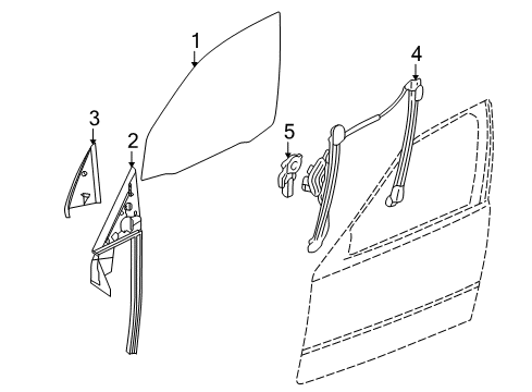2001 BMW 325Ci Front Door Window Guide, Left Front Door Diagram for 51328194735
