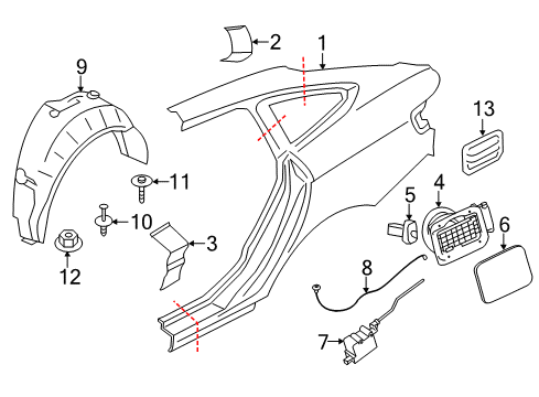 2018 BMW 440i xDrive Gran Coupe Quarter Panel & Components Reinforcement Plate, Universal Diagram for 41217275563