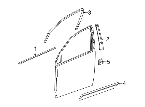 2008 Pontiac Torrent Exterior Trim - Front Door Side Molding Diagram for 19179467