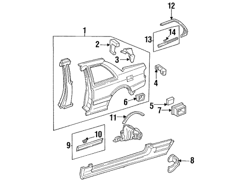 1992 Honda Accord Quarter Panel & Components, Exterior Trim Cover, Fuel Remote Control *NH89L* (PALMY GRAY) Diagram for 74881SM5A01ZB