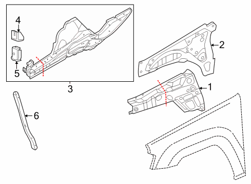 2017 Jeep Grand Cherokee Structural Components & Rails Rail-Front Side Rail Front Diagram for 68224808AA