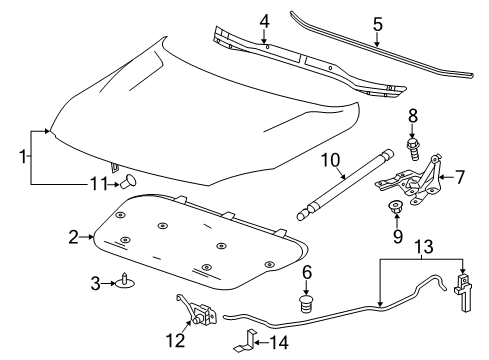 2016 Chevrolet Malibu Limited Hood & Components Latch Diagram for 19420616