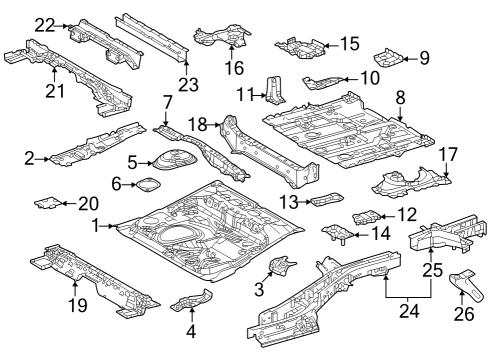 Rear Floor & Rails Center Floor Pan Reinforcement Plate Diagram for 5822342020