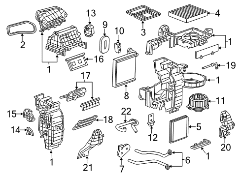 2014 Chevrolet Spark EV A/C Evaporator & Heater Components Blower Motor Diagram for 95281249