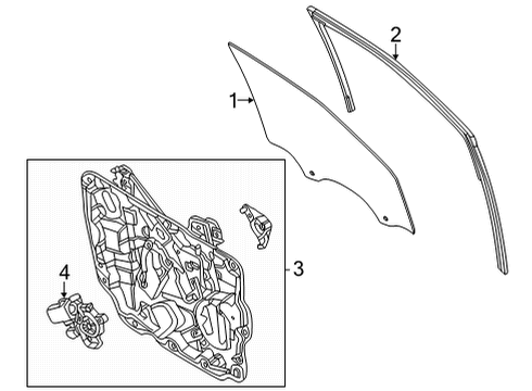 Front Door RUN - DOOR GLASS Diagram for NZ6Z6021597A