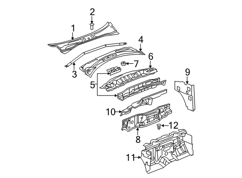2005 Dodge Durango Cowl Panel-Dash Diagram for 55362451AD
