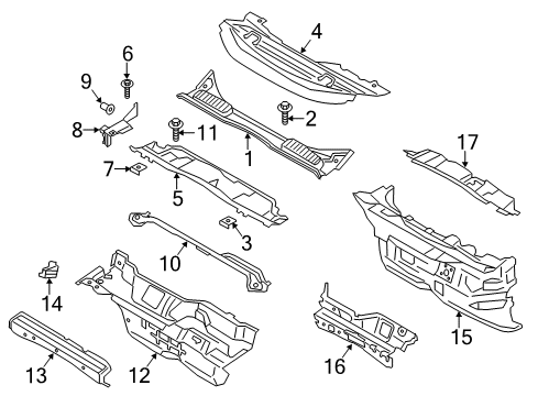 2013 Ford C-Max Cowl Insulator Diagram for DM5Z5801670A