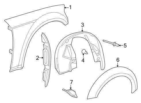 2018 Dodge Challenger Fender & Components Shield-Splash Diagram for 68184705AF