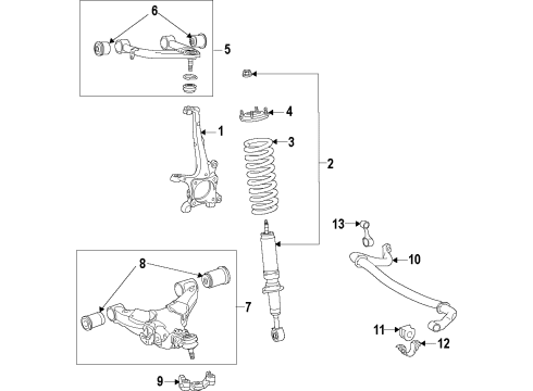2017 Toyota Sequoia Front Suspension Components, Lower Control Arm, Upper Control Arm, Ride Control, Stabilizer Bar Actuator Diagram for 8924134010