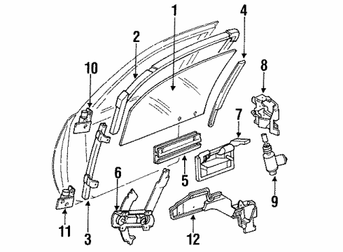 1988 Chevrolet Corsica Front Door - Glass & Hardware Guide Asm-Front Side Door Window Channel Diagram for 22594417