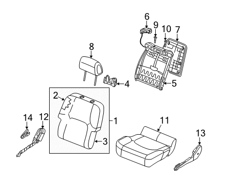 2009 Nissan Frontier Passenger Seat Components Board Assy-Front Seat Back Diagram for 87640ZL00C