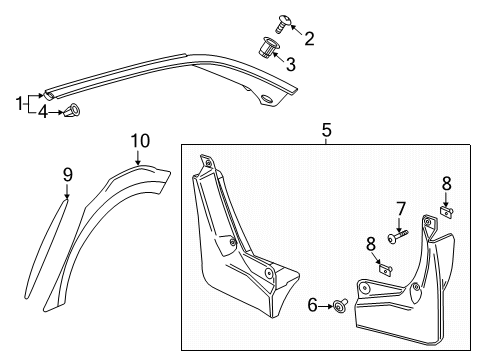 2019 Buick Regal TourX Exterior Trim - Quarter Panel Upper Molding Screw Diagram for 13496721