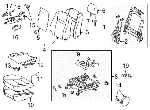 2012 Toyota Camry Power Seats Seat Cushion Pad Diagram for 7151106460