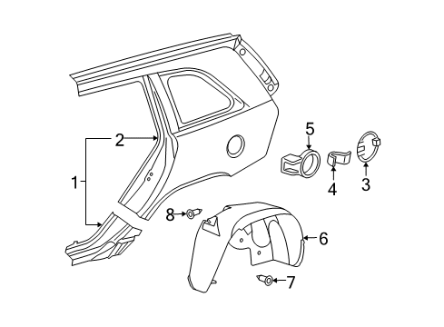 2004 Chrysler Pacifica Quarter Panel & Components Shield-WHEELHOUSE Diagram for 4857648AD
