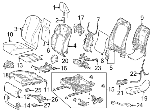 Driver Seat Components WIRE, FR SEAT, LH NO Diagram for 8219B0E110