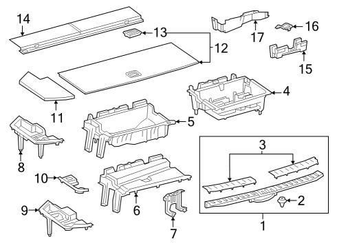 2019 Lexus RX450hL Interior Trim - Rear Body Plate, Rear Floor Finish Diagram for 5838748100C0