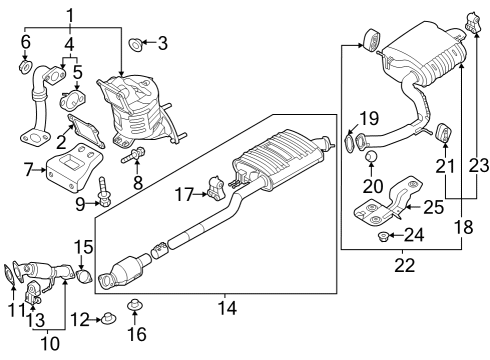 2021 Hyundai Santa Fe Exhaust Components MUFFLER Assembly-Center Diagram for 28650S2350