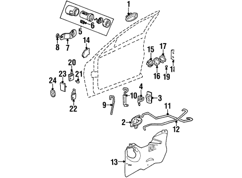 2001 Oldsmobile Aurora Rear Door Handle Asm-Front Side Door Inside *Neutral Medium Diagram for 25695746