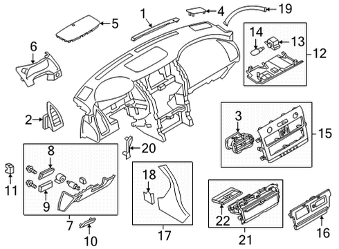 2022 Infiniti QX80 Cluster & Switches, Instrument Panel Screw-Tapping Diagram for 085435165A