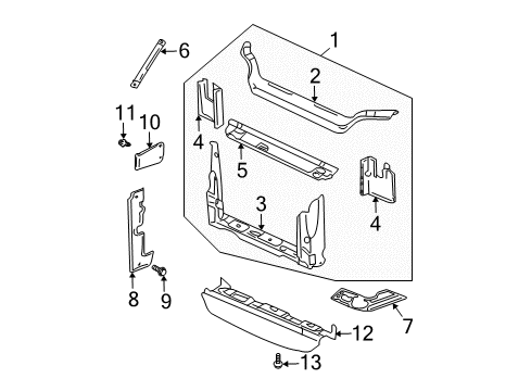 2006 Buick Rendezvous Radiator Support Air Deflector Diagram for 10323078