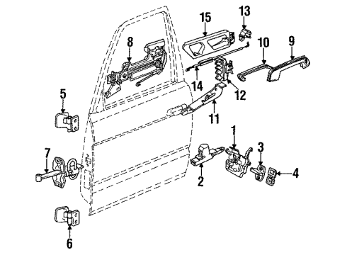 1989 BMW 735i Door Hardware Catch Key Right Diagram for 51218147878