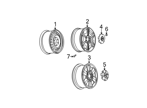 2004 Oldsmobile Bravada Wheels Wheel Rim-17X7 Aluminum Diagram for 9593399