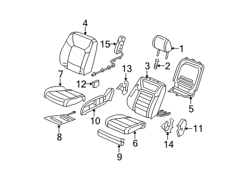 2009 Honda Pilot Passenger Seat Components Pad, Right Front Seat Cushion Diagram for 81137SZAA01