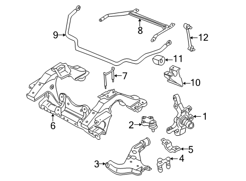 1997 Infiniti QX4 Front Suspension Components, Lower Control Arm, Stabilizer Bar Bracket Assembly-Tension Rod Diagram for 544800W001