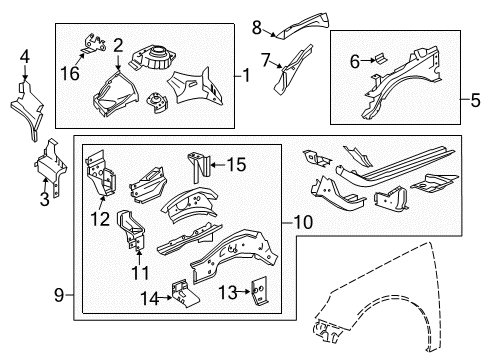 2011 Buick Regal Structural Components & Rails Lower Rail Assembly Diagram for 22786083
