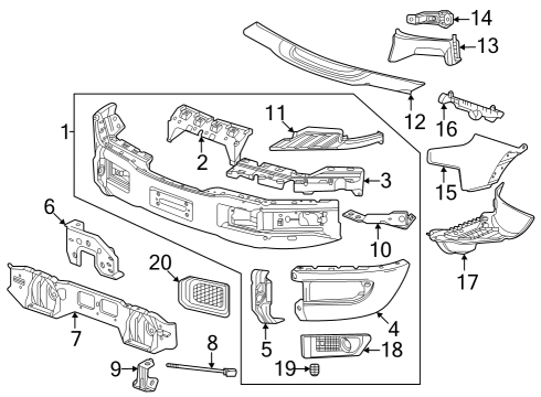 Bumper & Components - Front Trailer Hitch Nut Diagram for 11546463