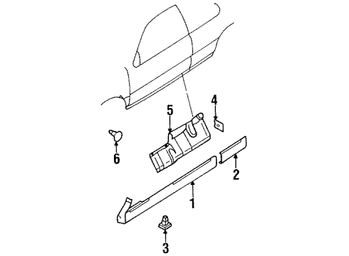 1998 Nissan 200SX Exterior Trim - Pillars, Rocker & Floor Grommet Diagram for 7684835F20