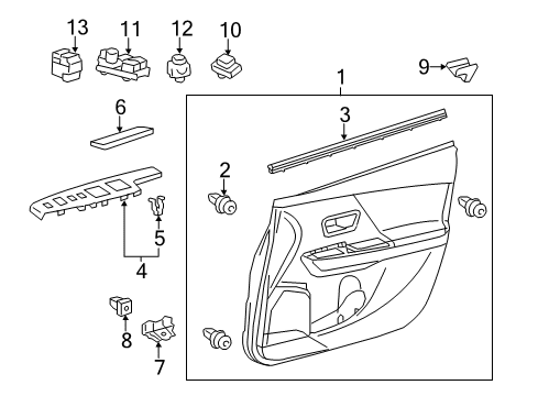 2015 Toyota Prius V Rear Door Door Trim Panel Diagram for 6762047540B2