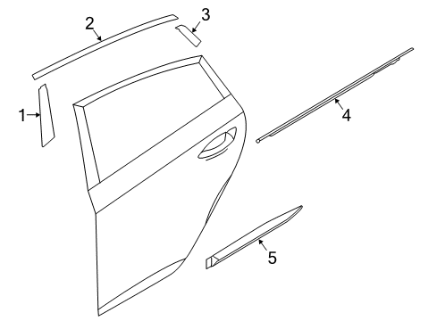 2019 Hyundai Ioniq Exterior Trim - Rear Door Moulding Assembly-Waist Line Rear Door, RH Diagram for 87722G7000T2S
