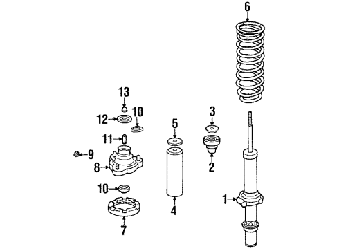 1997 Honda Prelude Struts & Components - Front Nut, FR. Shock Absorber Flange(10MM) Diagram for 90304SM4000