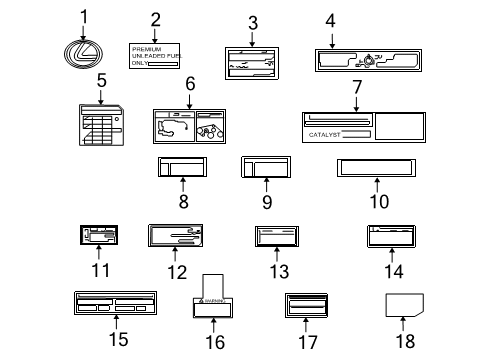 2005 Lexus LS430 Information Labels Film, Label Cover Diagram for 7457150010