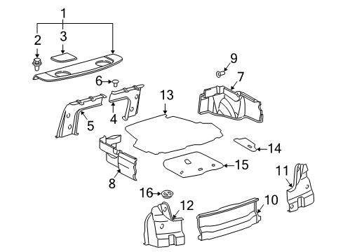 1999 Toyota Camry Interior Trim - Rear Body Rear Panel Trim Diagram for 5838733030