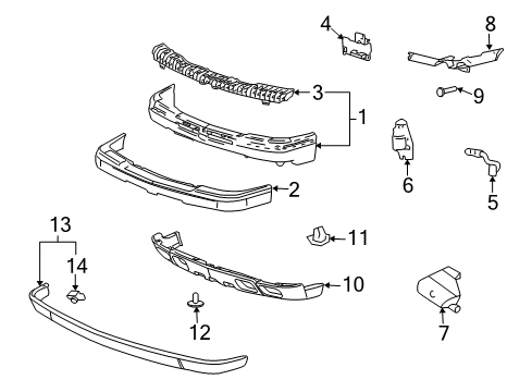 2006 Chevrolet Silverado 1500 Front Bumper Side Bracket Diagram for 15059687