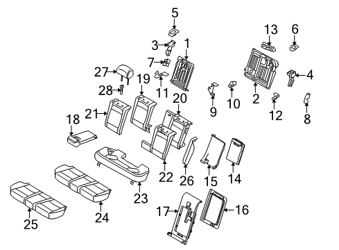 2012 BMW X5 Second Row Seats Left Backrest Upholstery Diagram for 52207170276