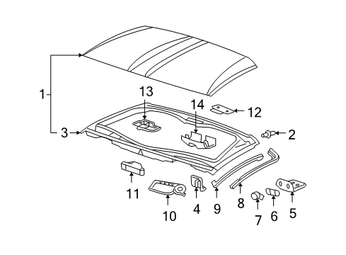 2013 Chevrolet Corvette Top & Components Striker Diagram for 15923275