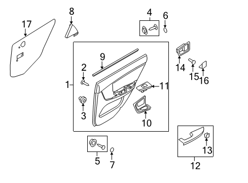 2009 Kia Spectra Rear Door Cap-Door Inside Handle Diagram for 826192F010VA