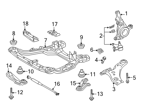 2013 Lexus RX450h Front Suspension Components, Lower Control Arm, Stabilizer Bar Mount Bolt Diagram for 9008011722