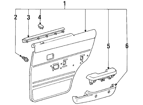 1994 Toyota 4Runner Rear Door Armrest Base Diagram for 742738910103