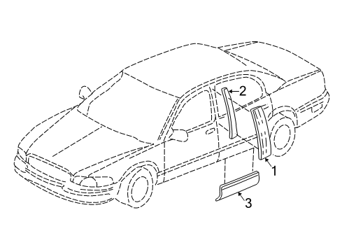 2004 Buick Park Avenue Exterior Trim - Rear Door Applique Asm-Rear Side Door Window Frame Front <Use 1C Diagram for 25675191